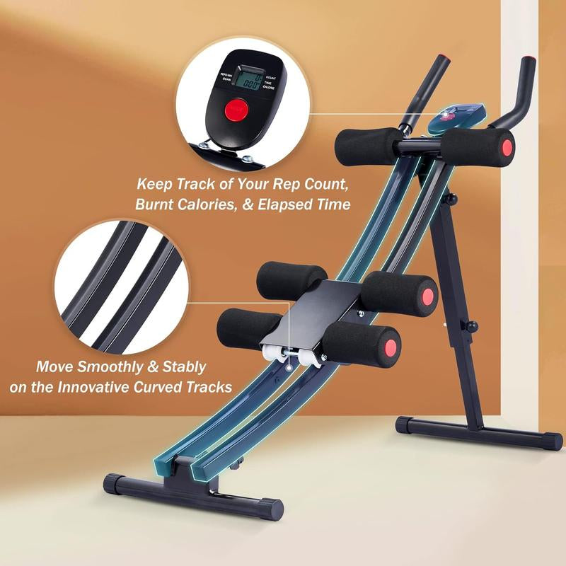 【Back to School】Zelus Adjustable Ab Trainer Machine with LCD Monitor, Foldable Abdominal Exercise Machine Core Trainer Machine Workout for Arm, Leg, Buttocks Shaper