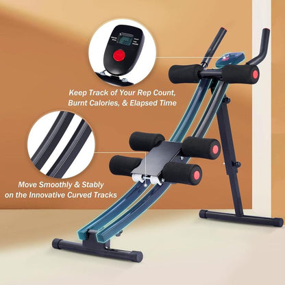 【Back to School】Zelus Adjustable Ab Trainer Machine with LCD Monitor, Foldable Abdominal Exercise Machine Core Trainer Machine Workout for Arm, Leg, Buttocks Shaper