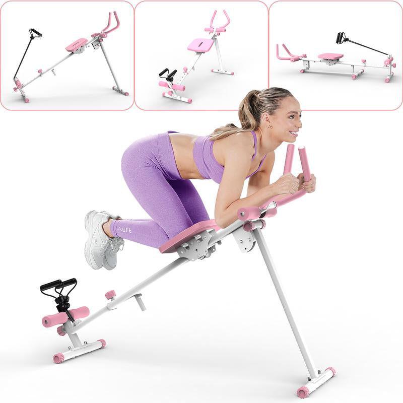 SAYGOGO 4-In-1 Ab Workout Exercise Equipment - Rowing Machine, Leg Press Machine, Ab Glider Machine, Roman Chair, Fitness Equipment for Ab Workout Core Strength Training Home Gym
