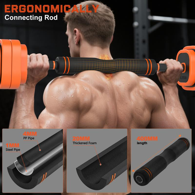 Bearbro 45/65/85Lbs Adjustable Dumbbells Set, 4 in 1 Free Weights Dumbbells Set with Connector Used as Dumbbell, Barbell, Push up Stand, Kettlebells for Home Gym Exercises,Dealsforyoudays Workout Equipment Glutes Workout Equipment