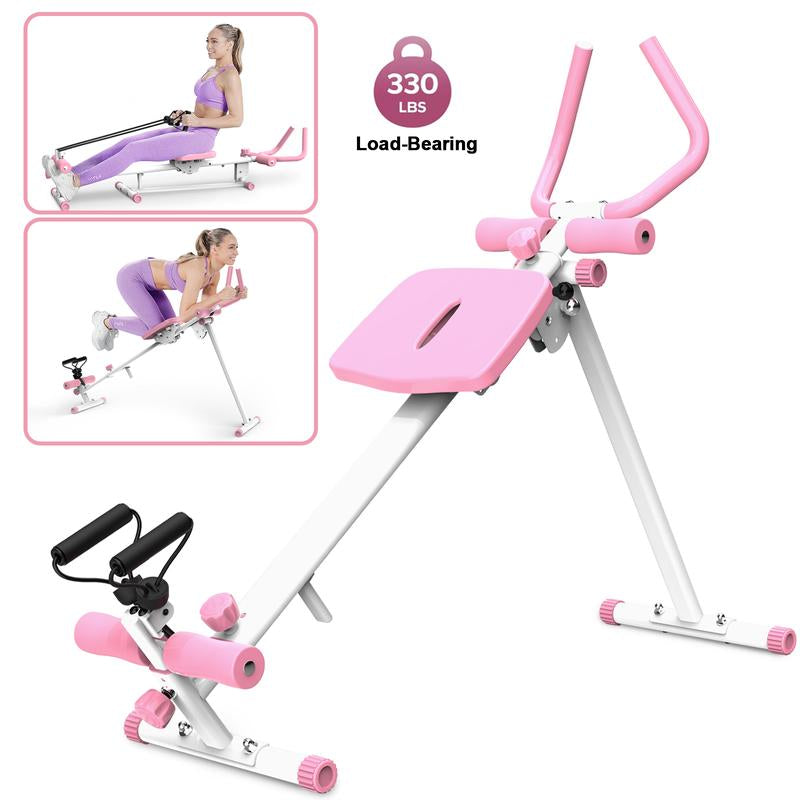 SAYGOGO 4-In-1 Ab Workout Exercise Equipment - Rowing Machine, Leg Press Machine, Ab Glider Machine, Roman Chair, Fitness Equipment for Ab Workout Core Strength Training Home Gym