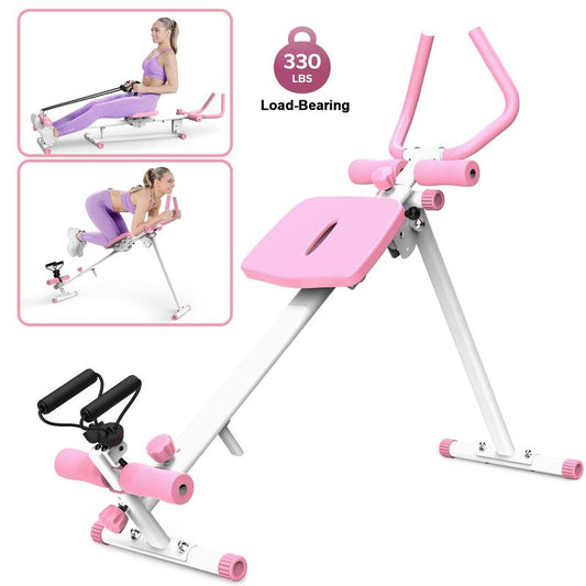 SAYGOGO 4-In-1 Ab Workout Exercise Equipment - Rowing Machine, Leg Press Machine, Ab Glider Machine, Roman Chair, Fitness Equipment for Ab Workout Core Strength Training Home Gym