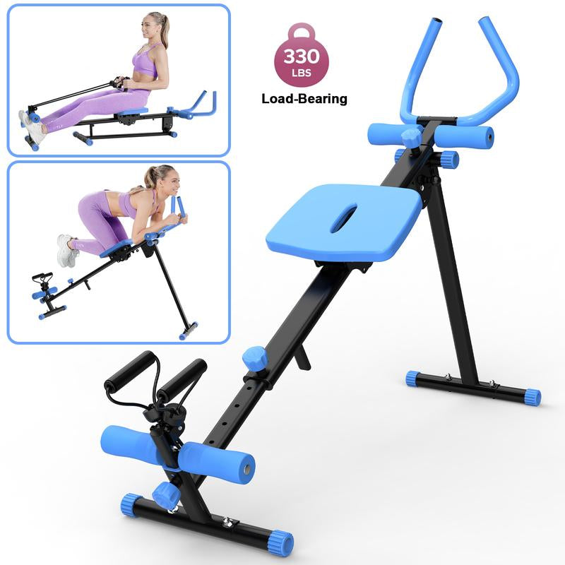 SAYGOGO 4-In-1 Ab Workout Exercise Equipment - Rowing Machine, Leg Press Machine, Ab Glider Machine, Roman Chair, Fitness Equipment for Ab Workout Core Strength Training Home Gym
