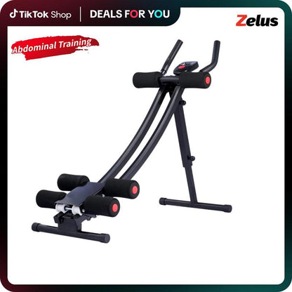 【Back to School】Zelus Adjustable Ab Trainer Machine with LCD Monitor, Foldable Abdominal Exercise Machine Core Trainer Machine Workout for Arm, Leg, Buttocks Shaper