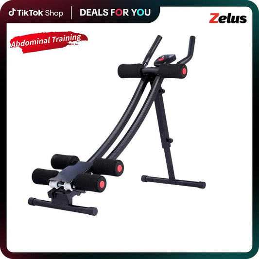 【Back to School】Zelus Adjustable Ab Trainer Machine with LCD Monitor, Foldable Abdominal Exercise Machine Core Trainer Machine Workout for Arm, Leg, Buttocks Shaper