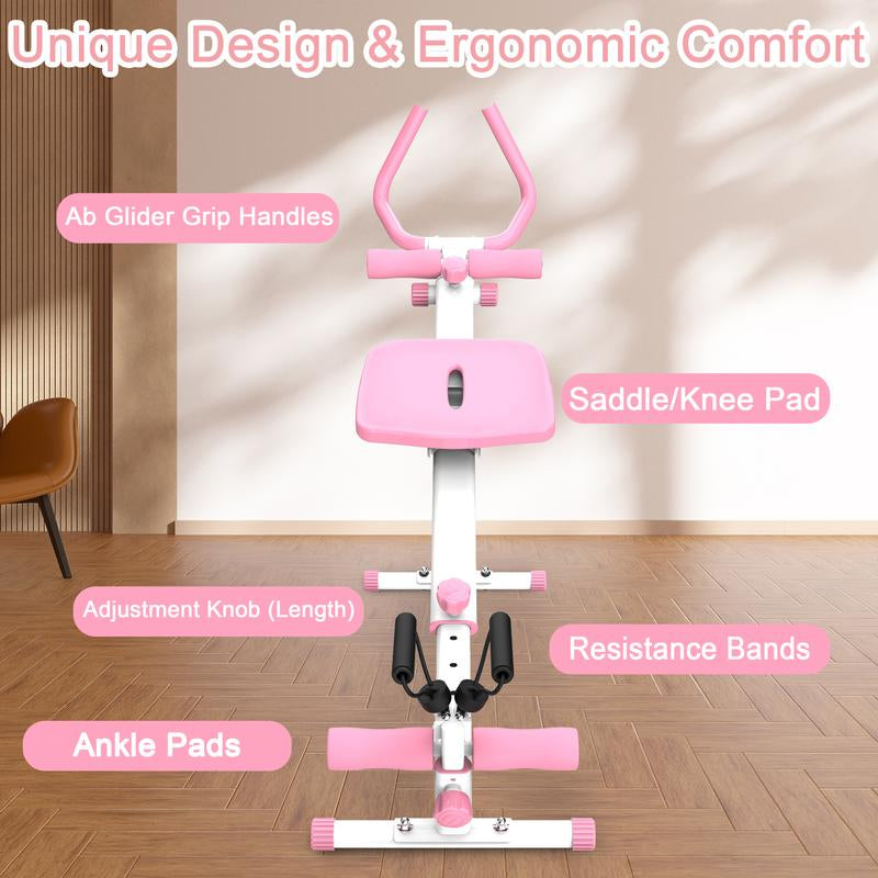 SAYGOGO 4-In-1 Ab Workout Exercise Equipment - Rowing Machine, Leg Press Machine, Ab Glider Machine, Roman Chair, Fitness Equipment for Ab Workout Core Strength Training Home Gym