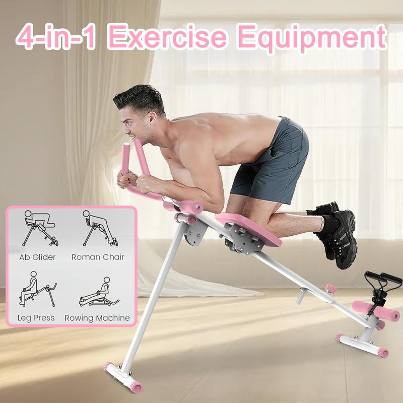 SAYGOGO 4-In-1 Ab Workout Exercise Equipment - Rowing Machine, Leg Press Machine, Ab Glider Machine, Roman Chair, Fitness Equipment for Ab Workout Core Strength Training Home Gym