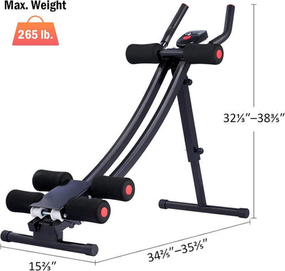 【Back to School】Zelus Adjustable Ab Trainer Machine with LCD Monitor, Foldable Abdominal Exercise Machine Core Trainer Machine Workout for Arm, Leg, Buttocks Shaper